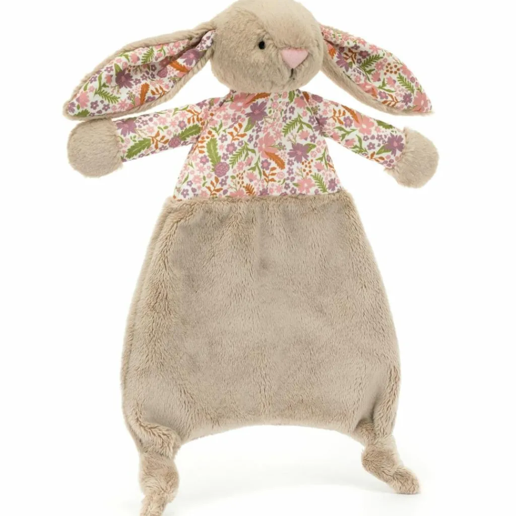 Hot Doudou plat Lapin en fleurs Beige Doudou Plat