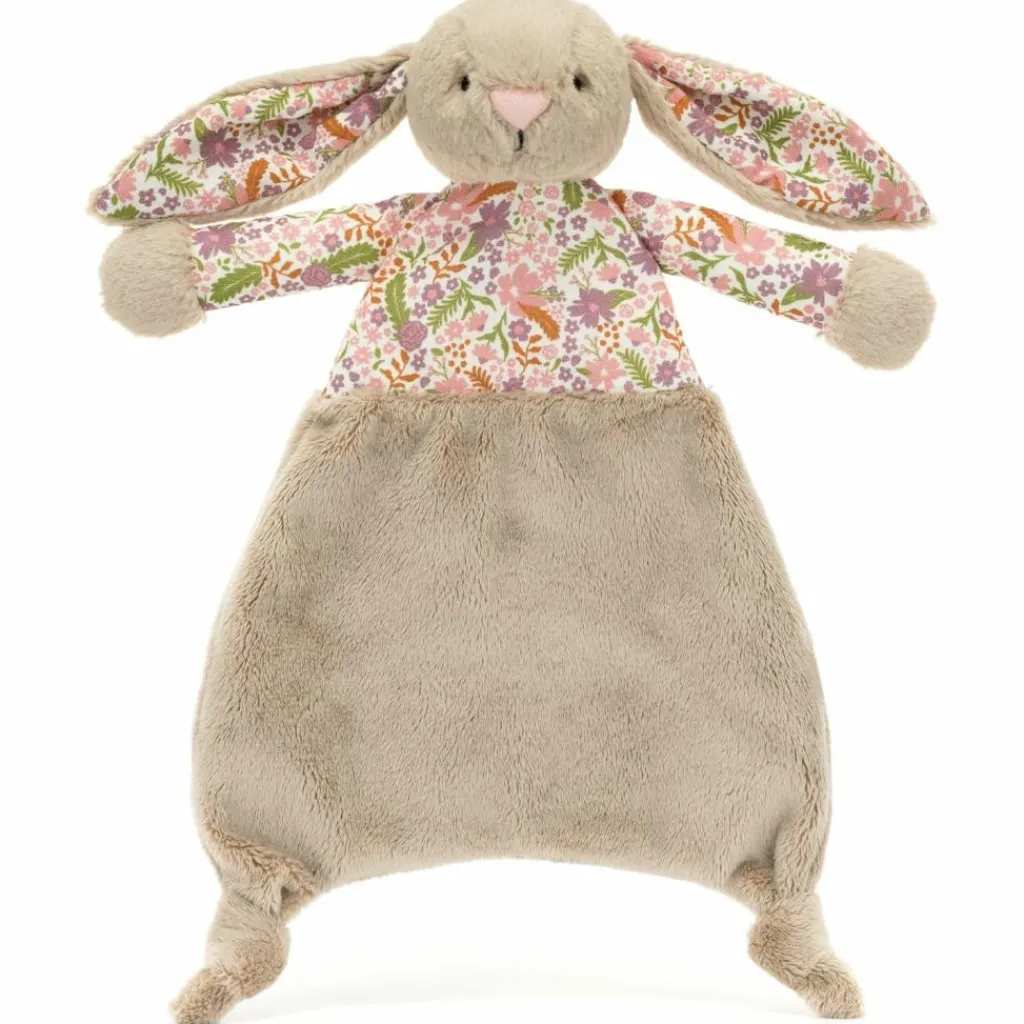 Hot Doudou plat Lapin en fleurs Beige Doudou Plat