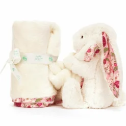Sale Doudou plat Lapin en fleurs Cream Doudou Plat