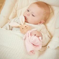 New Doudou plat Lapin rond rose Doudou Plat