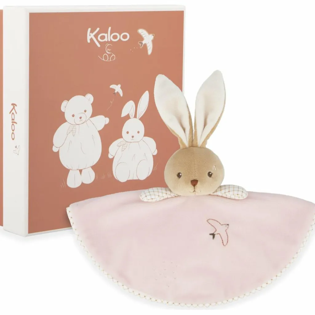 New Doudou plat Lapin rond rose Doudou Plat