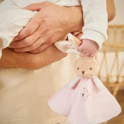New Doudou plat Lapin rond rose Doudou Plat
