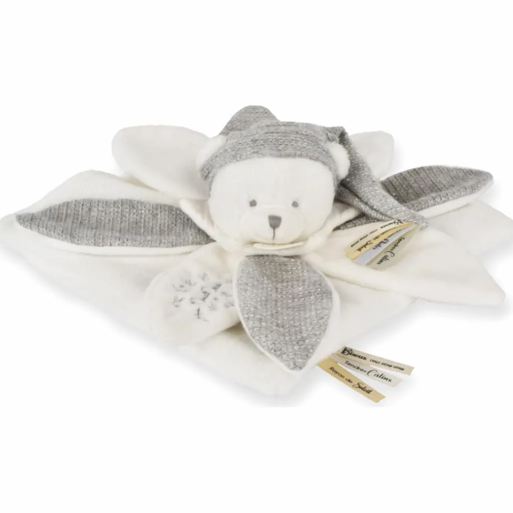 Best Doudou plat pétales Ours Argent (25 cm) Doudou Plat