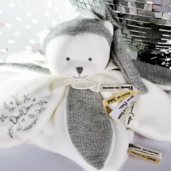 Best Doudou plat pétales Ours Argent (25 cm) Doudou Plat