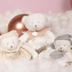 Best Doudou plat pétales Ours Argent (25 cm) Doudou Plat