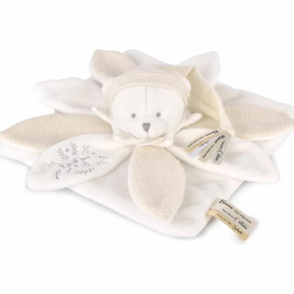 Hot Doudou plat pétales Ours Blanc (25 cm) Doudou Plat