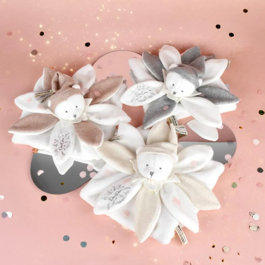 Hot Doudou plat pétales Ours Blanc (25 cm) Doudou Plat