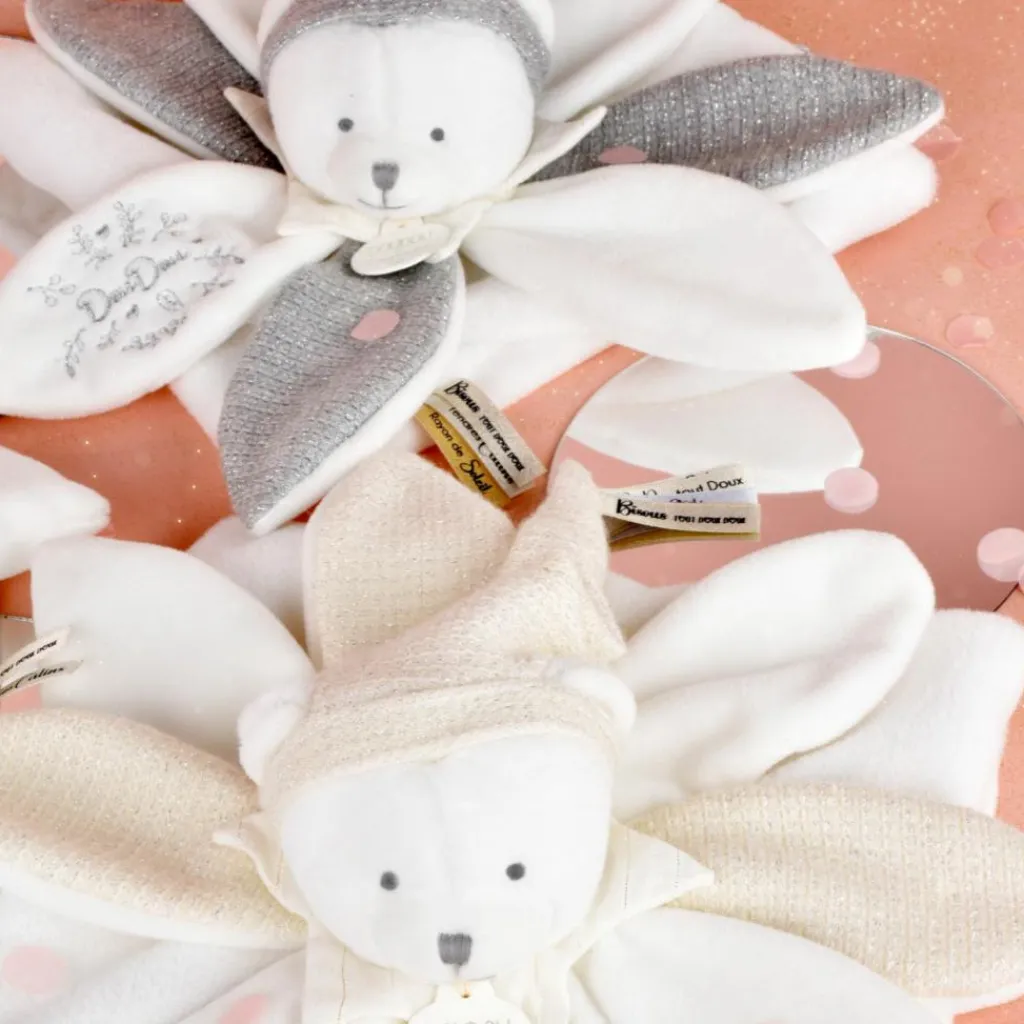 Hot Doudou plat pétales Ours Blanc (25 cm) Doudou Plat