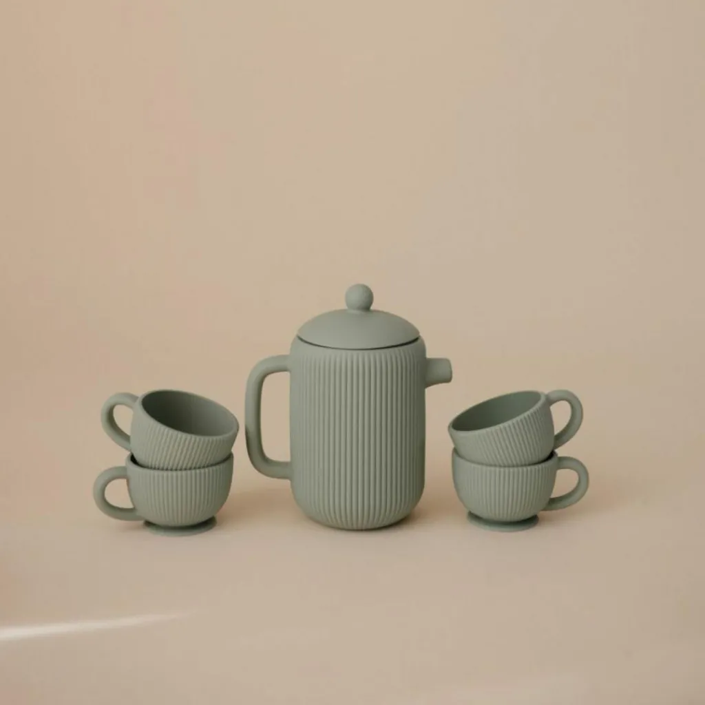 Discount Ensemble de jeu Thé en silicone Cambridge Blue (4 pièces) Dînette Et Aliments Factices