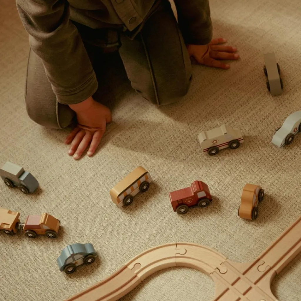 Hot Ensemble de véhicules en bois Petites Voitures, Véhicules Et Circuits