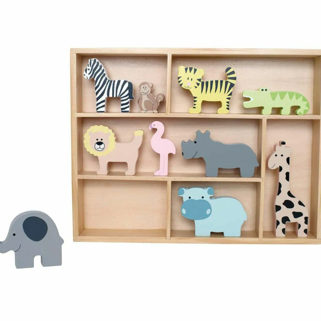 Etagère avec animaux safari Figurines De Jeu