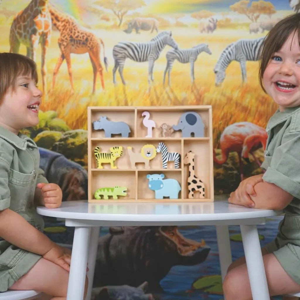Etagère avec animaux safari Figurines De Jeu