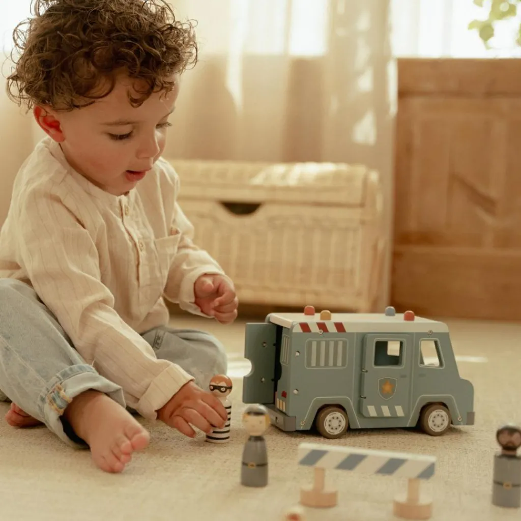 Clearance Fourgon de police en bois Petites Voitures, Véhicules Et Circuits