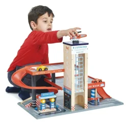 Sale Garage et station de service Blue Bird en bois Petites Voitures, Véhicules Et Circuits