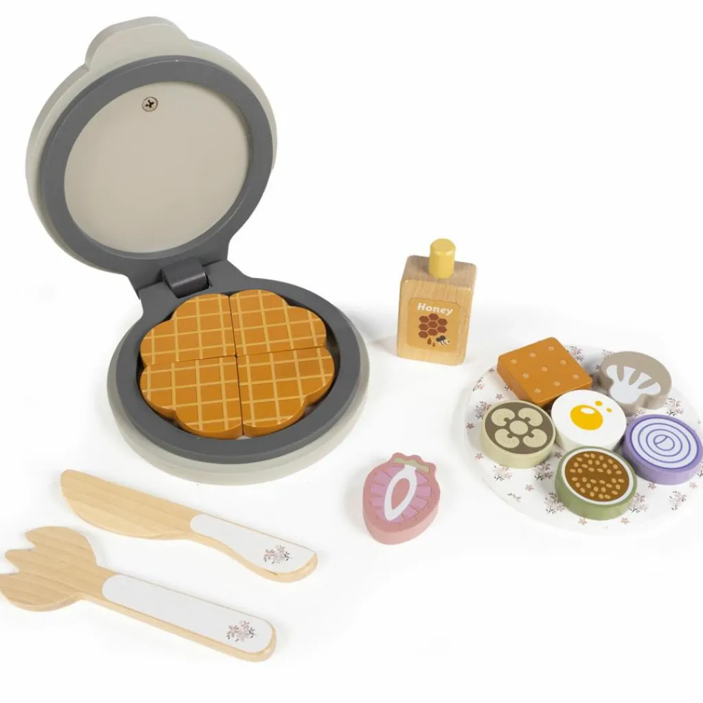 New Gaufrier en bois Botton Dînette Et Aliments Factices