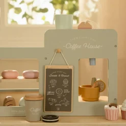 New Grande machine à café en bois FSC Dînette Et Aliments Factices