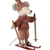 Sale Grande soeur Souris en hiver sur ses skis Rose Figurines De Jeu