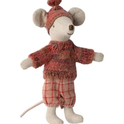 Sale Grande soeur Souris en hiver sur ses skis Rose Figurines De Jeu