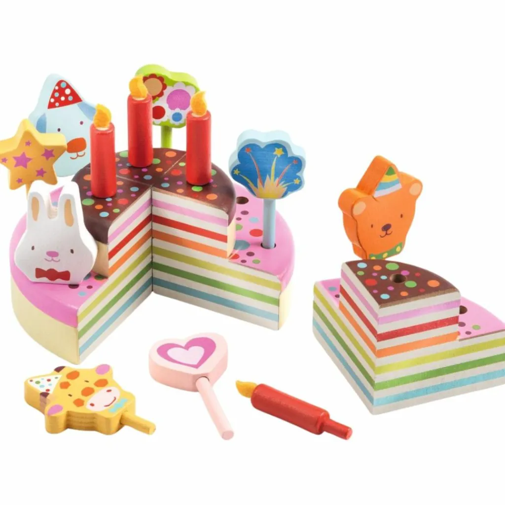 New Gâteau en bois Happy Birthday Dînette Et Aliments Factices