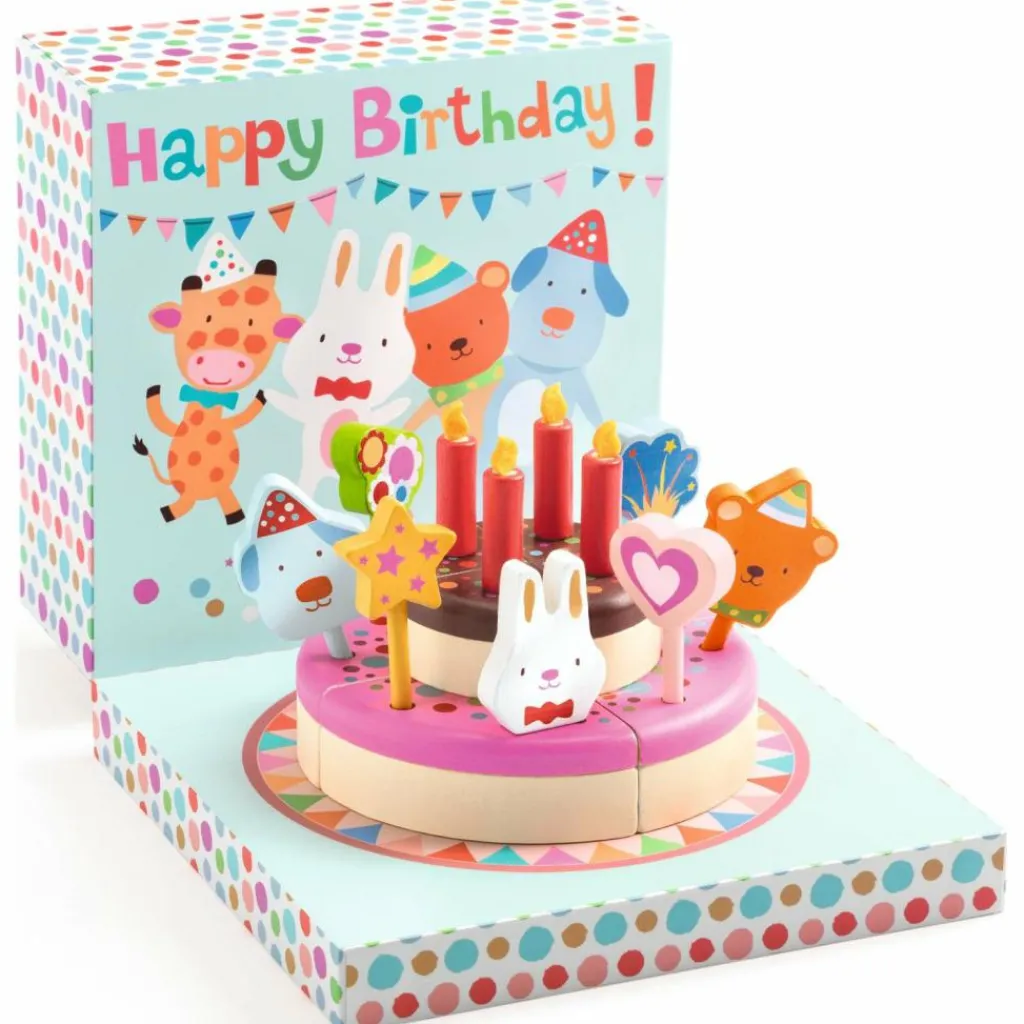 New Gâteau en bois Happy Birthday Dînette Et Aliments Factices
