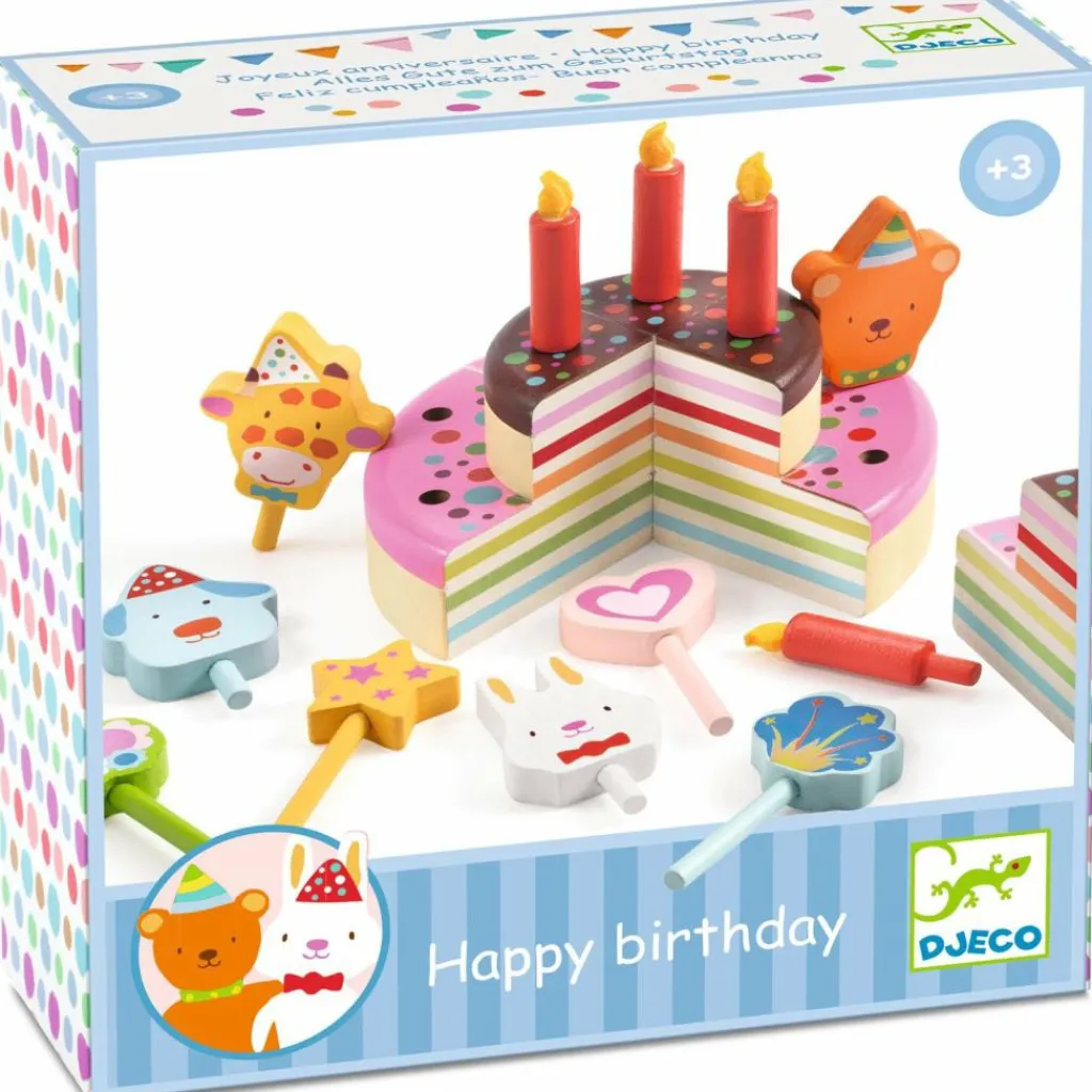 New Gâteau en bois Happy Birthday Dînette Et Aliments Factices