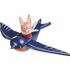 Hirondelle et son ami lapin en bois Figurines De Jeu