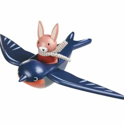 Hirondelle et son ami lapin en bois Figurines De Jeu