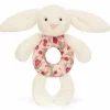 Sale Hochet Lapin en fleurs Crème (18 cm) Hochet