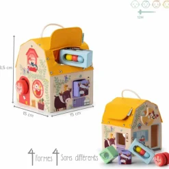 Best Jeu d'activités en bois Maison sonore à formes Jouet À Encastrer