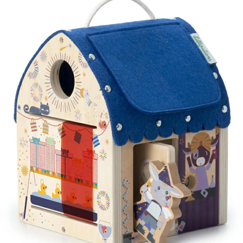 Hot Jeu d'activités en bois Maison découverte d'illusions optiques Jouet À Encastrer