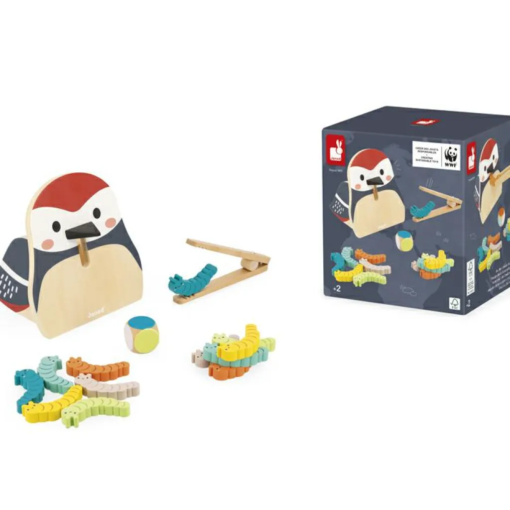 Hot Jeu des couleurs Pic Pic et chenilles en bois WWF Jeu De Motricité Fine