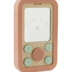 Hot Jouet d'activités téléphone en silicone et bois Mrs. Cat Jouet D'Activités