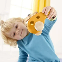 Hot Jouet en bois hélicoptère jaune Jouet À Tirer / Pousser