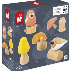 New Jouet en bois Oiseaux et Champignons WWF Jeu De Motricité Fine