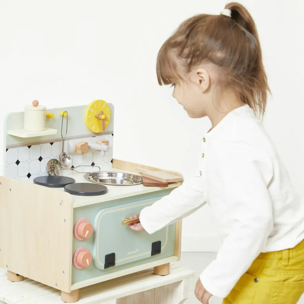 Kitchenette en bois Mamie Soleil (9 pièces) Enfant Cuisine Enfant