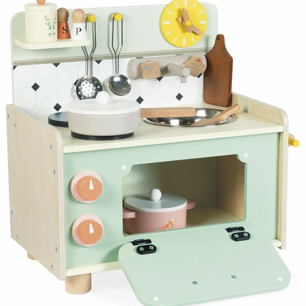 Kitchenette en bois Mamie Soleil (9 pièces) Enfant Cuisine Enfant