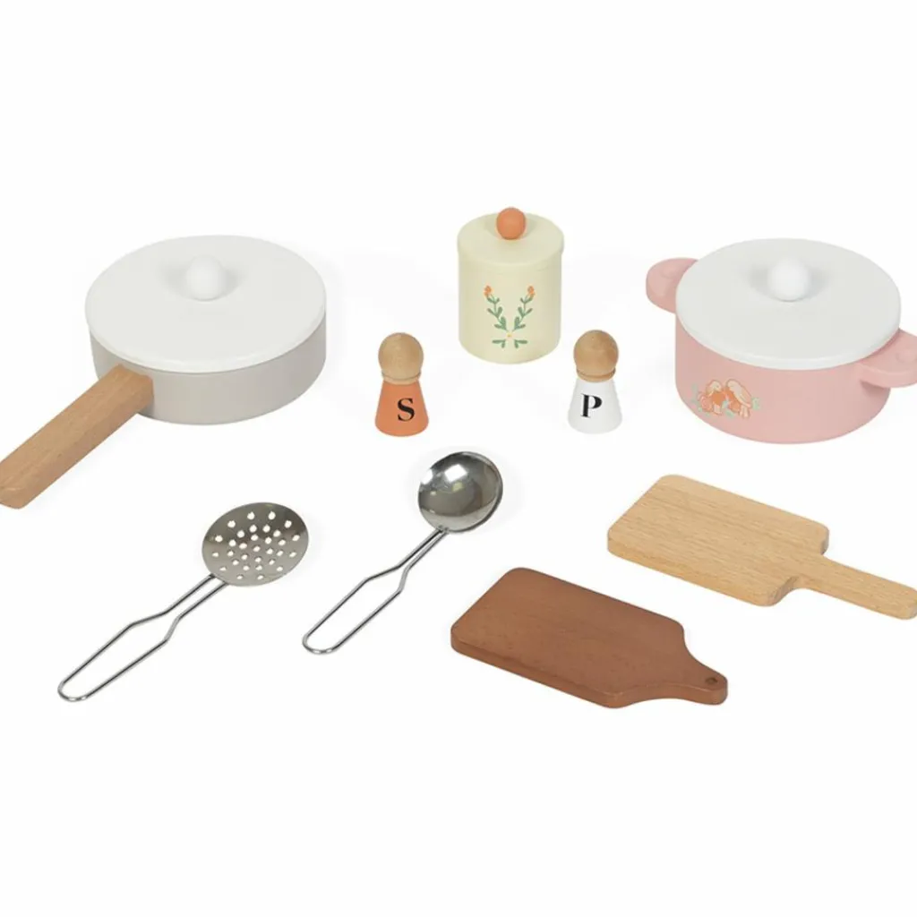 Kitchenette en bois Mamie Soleil (9 pièces) Enfant Cuisine Enfant