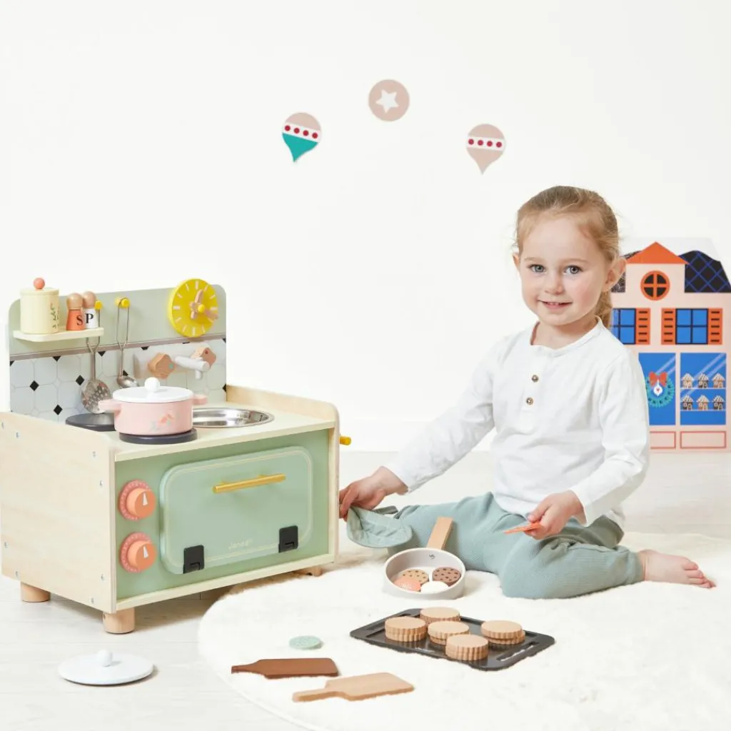 Kitchenette en bois Mamie Soleil (9 pièces) Enfant Cuisine Enfant