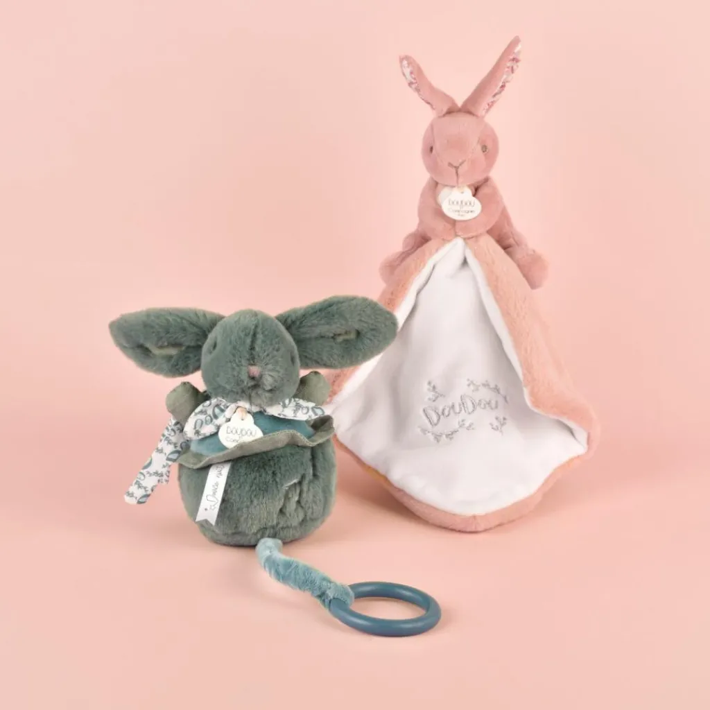 Lapin Doudou rose (10 cm) Doudou Plat