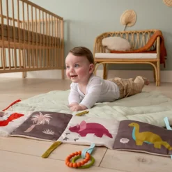 New Livre d'éveil 2 en 1 Les Amis Dinos Livre Bébé En Tissu