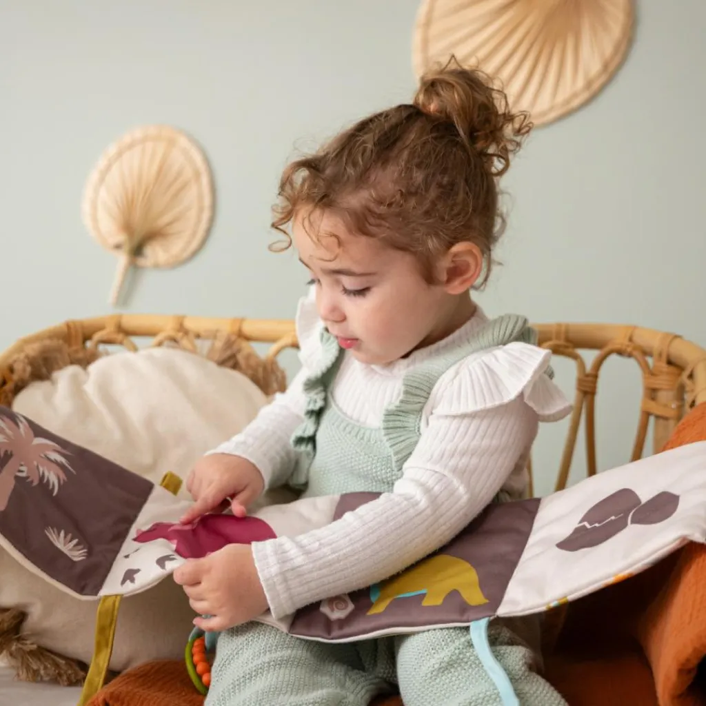 New Livre d'éveil 2 en 1 Les Amis Dinos Livre Bébé En Tissu