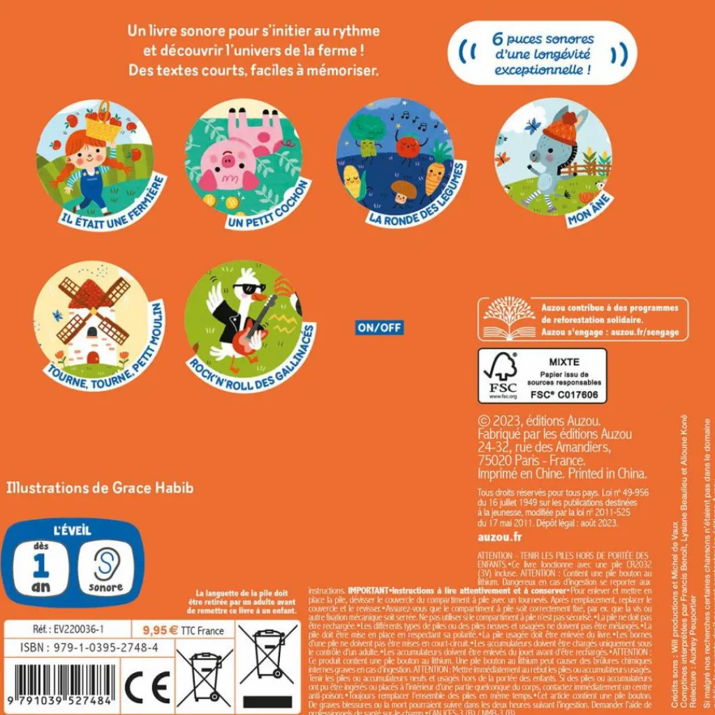 New Livre Mes comptines de la ferme Mes premiers sonores Livre Sonore