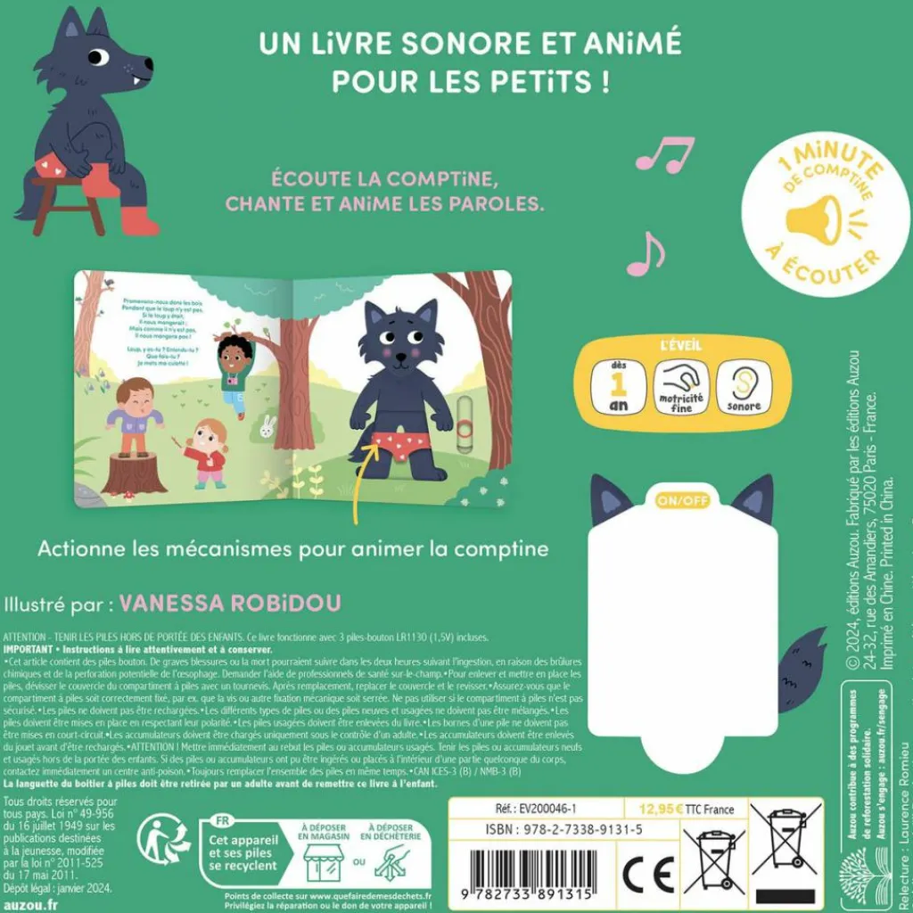Discount Livre sonore Ma comptine animée - Promenons-nous dans les bois Livre Sonore