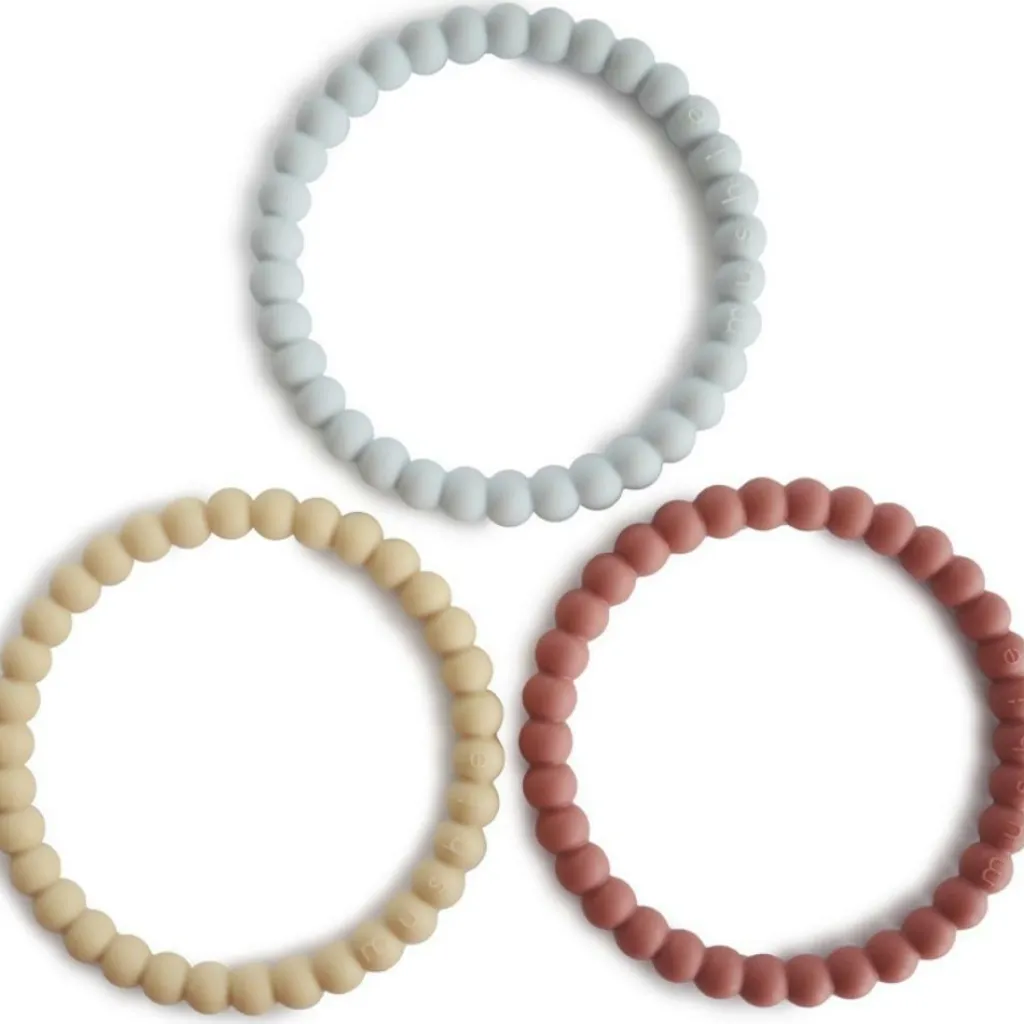 Lot de 3 bracelets de dentition Pearl Mellow-Terracotta-Periwinkle Jouet / Anneau De Dentition