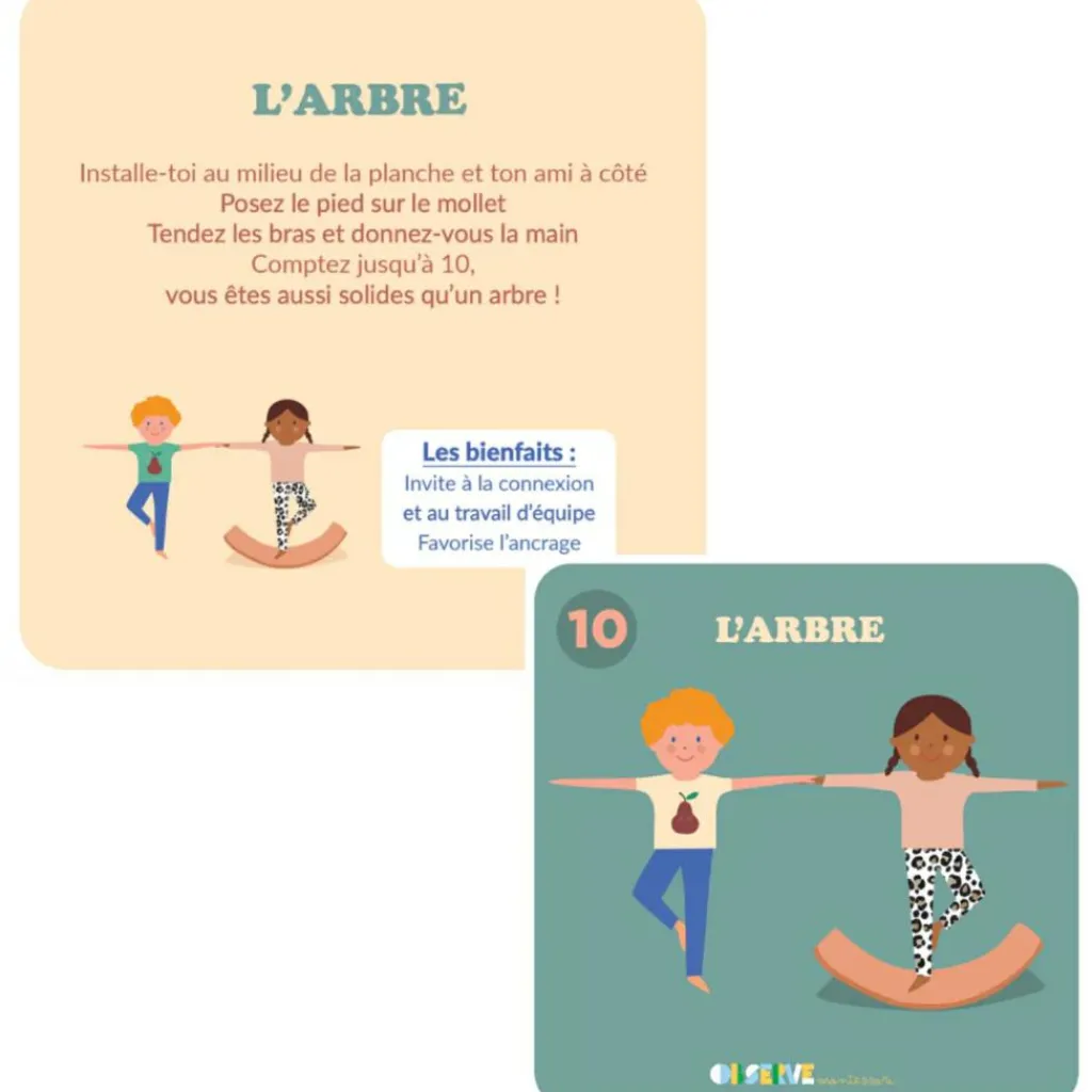 Discount Lot de 10 cartes postures de Yoga (à réaliser sur une planche d'équilibre) Parcours De Motricité