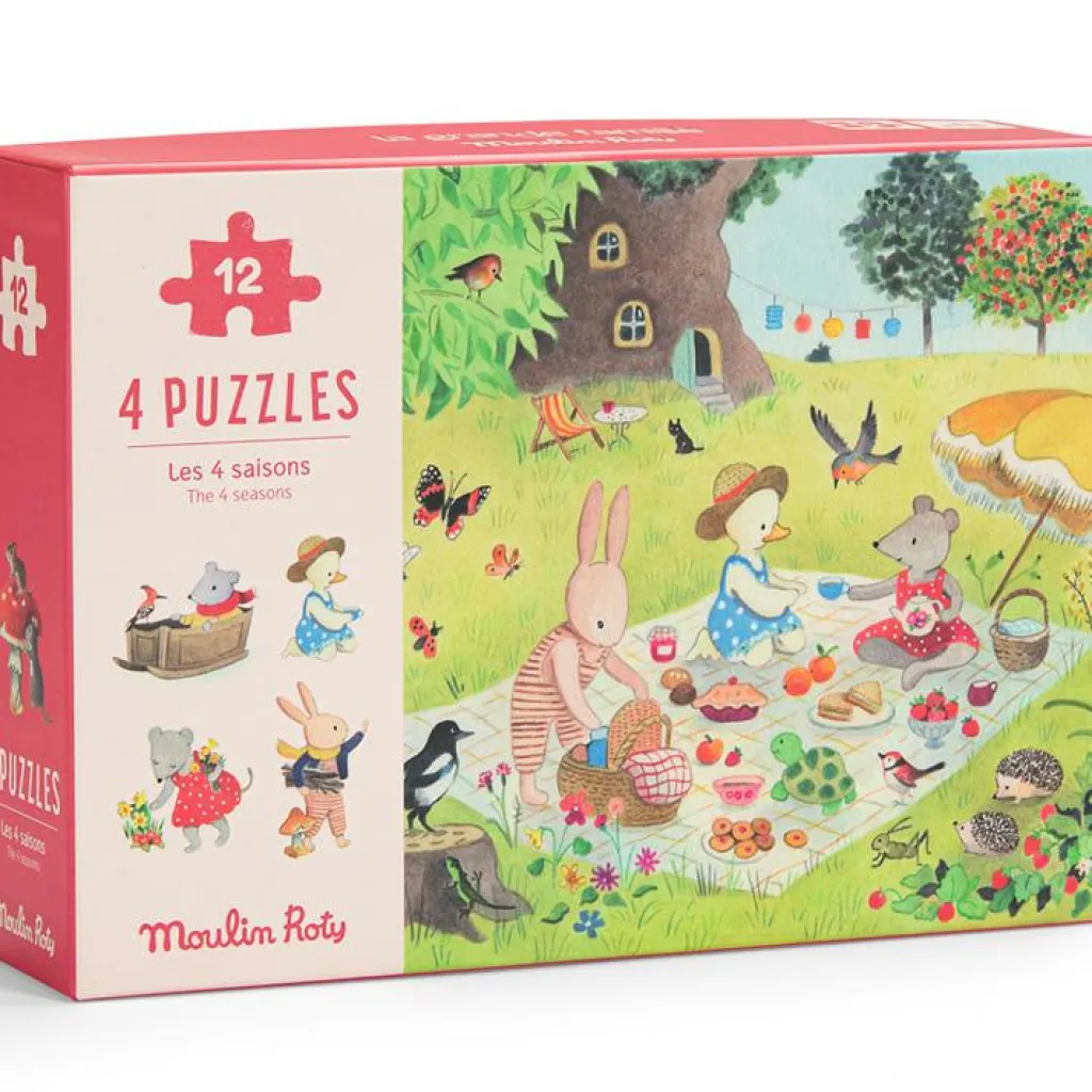 New Lot de 4 mini puzzles des saisons La Grande famille (4 x 12 pièces) Puzzle