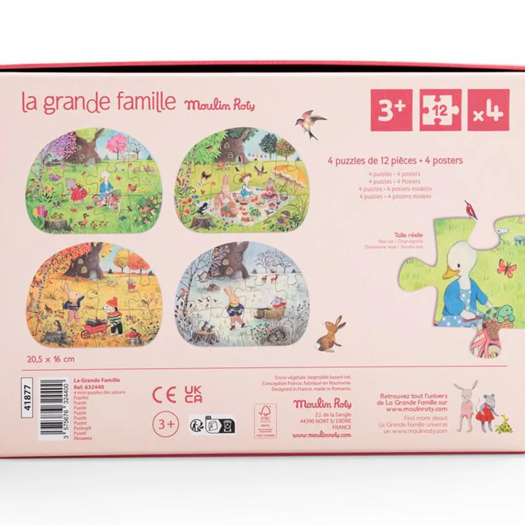 New Lot de 4 mini puzzles des saisons La Grande famille (4 x 12 pièces) Puzzle