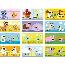 Sale Lot de 12 petits puzzles Parents et bébés animaux Puzzle