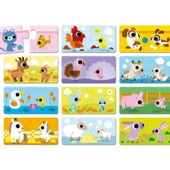 Sale Lot de 12 petits puzzles Parents et bébés animaux Puzzle
