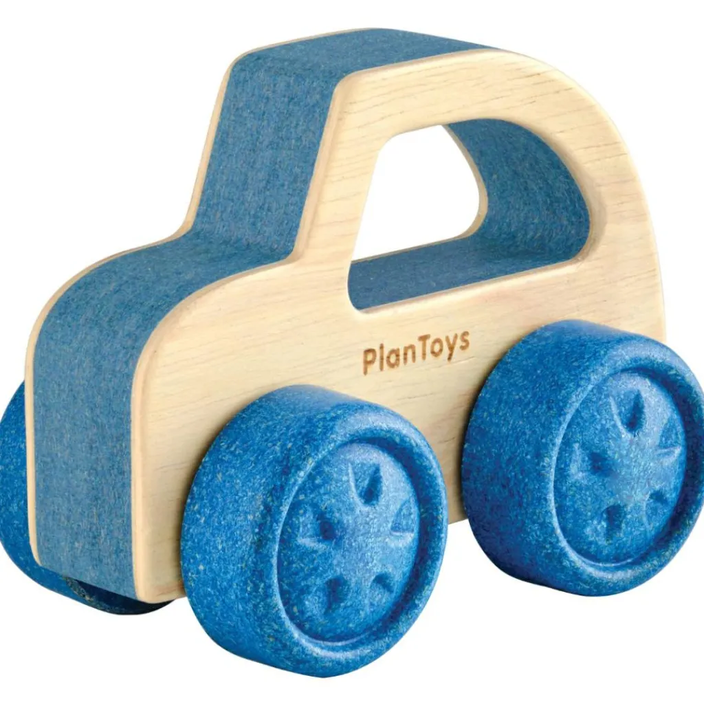 Best Ma première voiture en bois d'hévéa bleue Petites Voitures, Véhicules Et Circuits